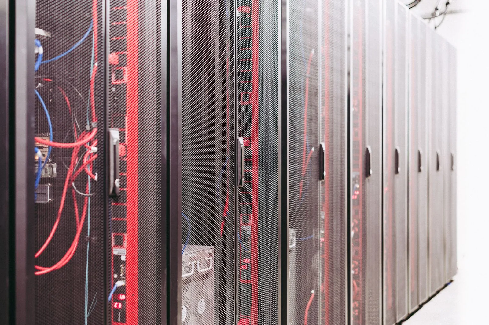 Rows of server racks in a data centre